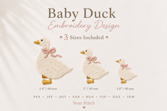 Baby Duck Embroidery Design 3 Sizes