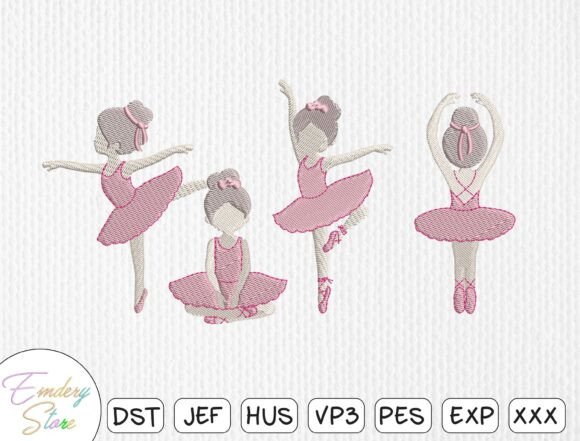 Ballerina Poses Embroidery Design