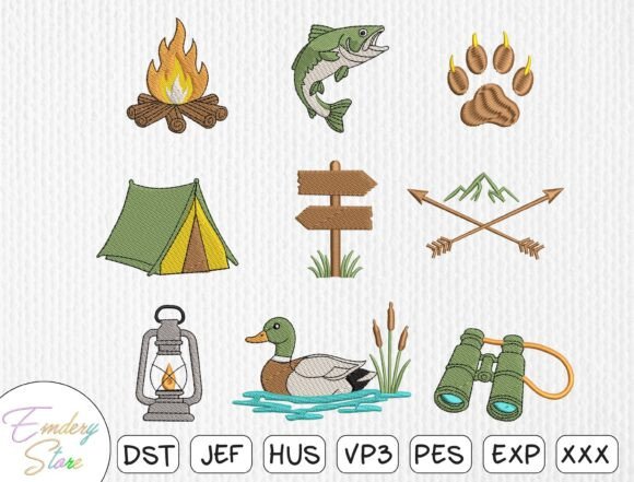 Camping Embroidery Design Set