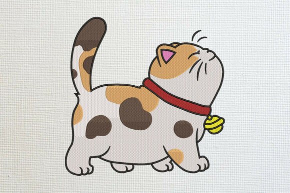 Cute Calico Cat Embroidery Design