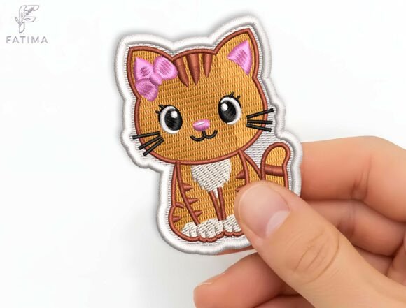 Cute Cat Patch Embroidery Design
