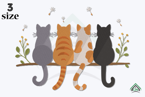 Cute Cats Embroidery Design