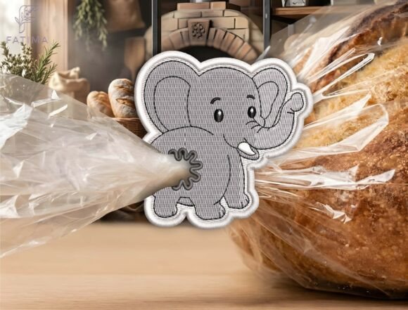 Cute Elephant Bag Tie Embroidery Design