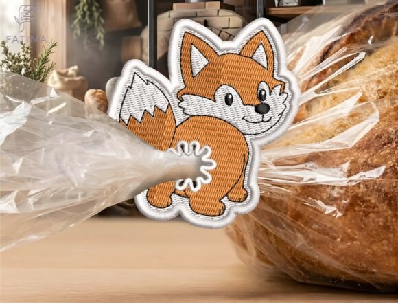 Cute Fox Bag Tie Embroidery Design