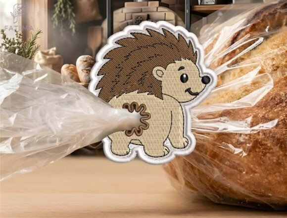 Cute Hedgehog Bag Tie Embroidery Design