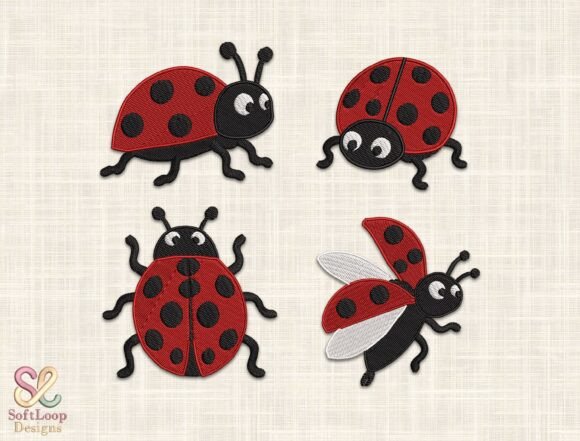 Cute Ladybug Embroidery Bundle