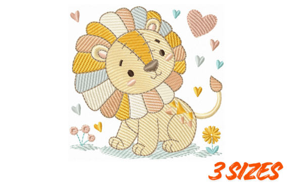 Cute Lion Embroidery Nursery Design