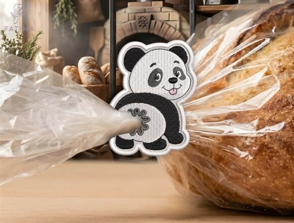 Cute Panda Bag Tie Embroidery Design