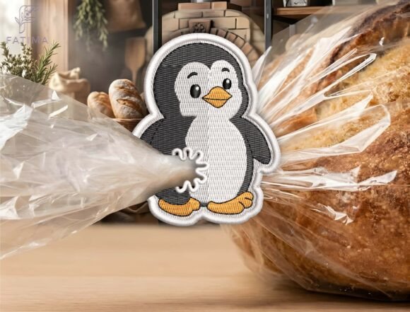 Cute Penguin Bag Tie Embroidery Design