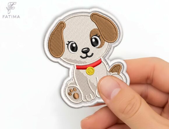 Cute Puppy Patch Embroidery Design