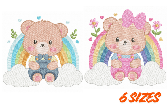 Cute Rainbow Teddy Embroidery Set