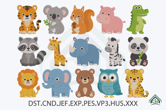 Cute Safari Animals Embroidery Bundle