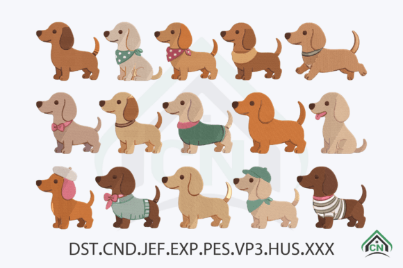Dachshund Embroidery Design Bundle