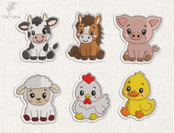 Farm Animal Patch Embroidery Design Set