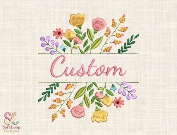 Floral Name Embroidery Design