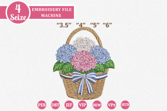 Hydrangea Basket Embroidery Design