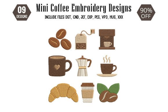Mini Coffee Embroidery Design