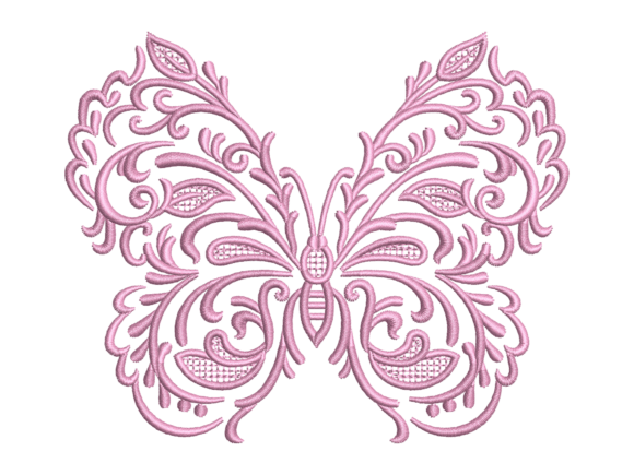 Pink Lace Butterfly Embroidery
