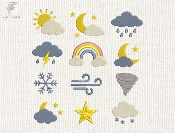 Weather Sky Embroidery Design Bundle